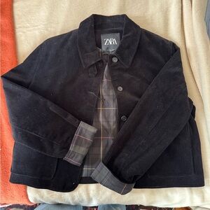 Zara black corduroy cropped jacket L
